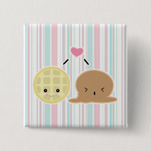 Bóton Quadrado 5.08cm amor por waffle e sorvete