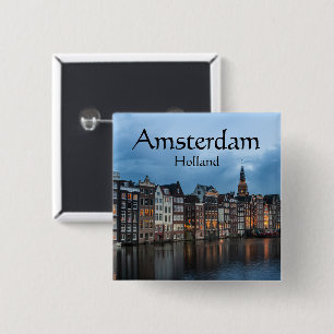 Bóton Quadrado 5.08cm Amsterdam Souvenir