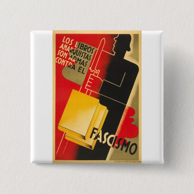 Bóton Quadrado 5.08cm Anarquista da guerra civil espanhola/poster raro (Frente)