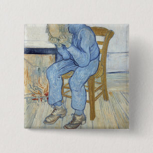 Bóton Quadrado 5.08cm Ancião de Vincent van Gogh na amargura
