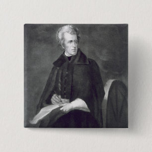Bóton Quadrado 5.08cm Andrew Jackson, 7a Presidente dos Estados Unidos