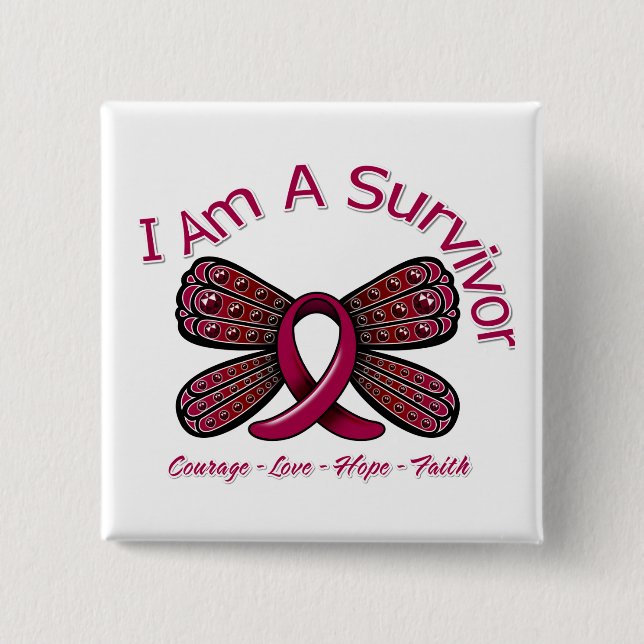 Bóton Quadrado 5.08cm Anemia De Células Falsiformes Borboleta Sou Sobrev (Frente)