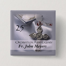 Bóton Quadrado 5.08cm Anfitrião Cruzado de Aniversário de Coordenação de