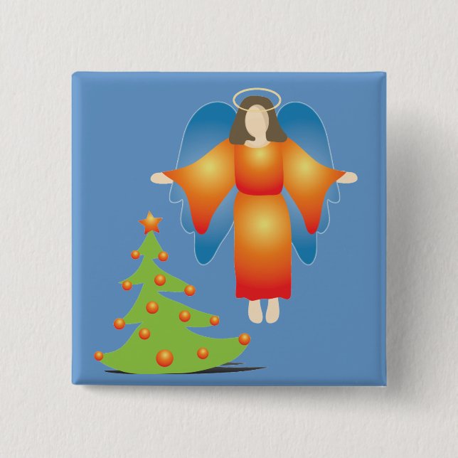 Bóton Quadrado 5.08cm Angel Natal (Frente)