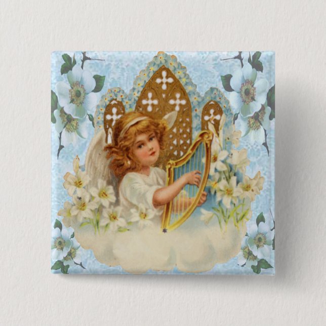 Bóton Quadrado 5.08cm Angel No Botão Nuvem (Frente)