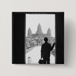 Bóton Quadrado 5.08cm Ângkor Camboja, Porta & Pessoa Angkor Wat