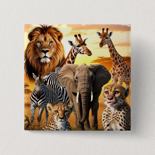 Bóton Quadrado 5.08cm Animais africanos