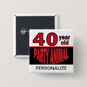Bóton Quadrado 5.08cm Animais De Festa De 00 Anos Aniversário Person