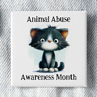 Bóton Quadrado 5.08cm Animal Abuse Awareness Month - Kitten Pinback
