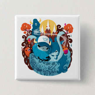 Bóton Quadrado 5.08cm Animal de madeira