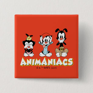 Bóton Quadrado 5.08cm Animaniacs Warner Siblings "No Mau" Graphic