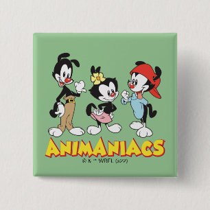 Bóton Quadrado 5.08cm Animaniacs Yakko, Dot e Wakko Permanente