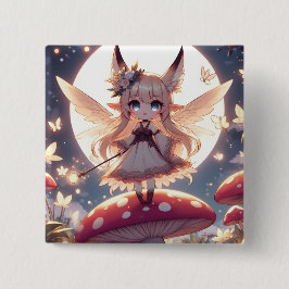 Bóton Quadrado 5.08cm Anime Girl Pixie Hippie Moon Fairy