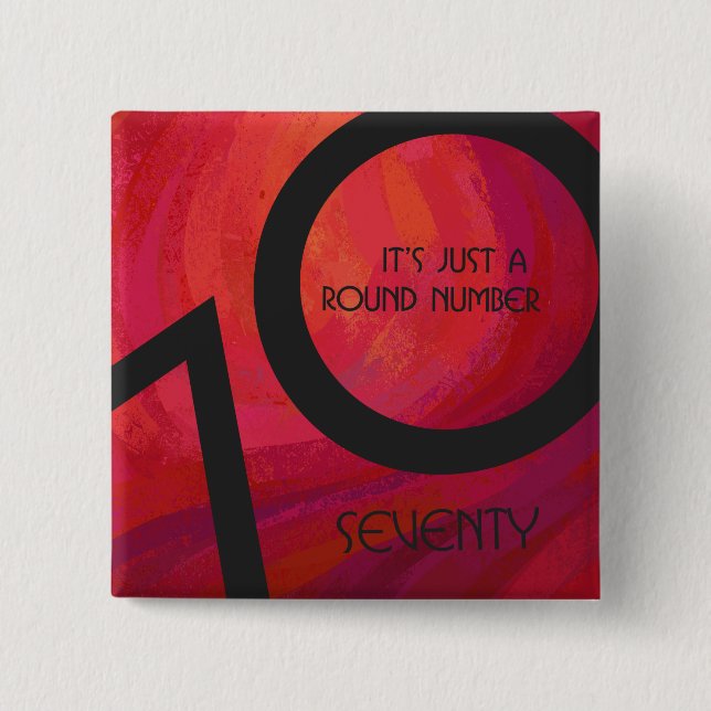 Bóton Quadrado 5.08cm Aniversário da Década Vermelha 70 (Frente)