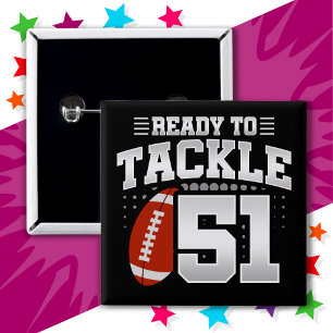 Bóton Quadrado 5.08cm Aniversário de 51 anos do partido Tackle Futebol 5