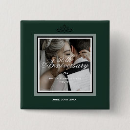 Bóton Quadrado 5.08cm Aniversário de casamento do Emerald Green personal