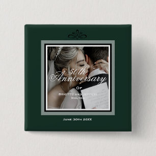 Bóton Quadrado 5.08cm Aniversário de casamento do Emerald Green personal
