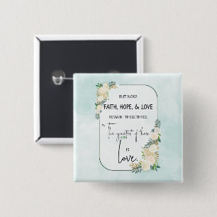 Bóton Quadrado 5.08cm Aniversário de Casamento Religioso Fé Esperança Am