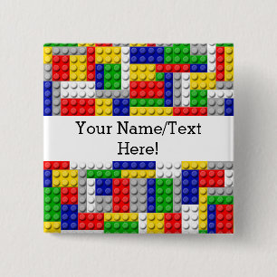 Bóton Quadrado 5.08cm Aniversário/festa do Criador de Blocos de Cores Pr