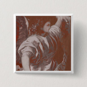 Bóton Quadrado 5.08cm Anjo do aviso de Titian com bandeira