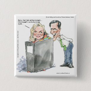 Bóton Quadrado 5.08cm Ann Romney Em Um Binder Engraçado Oferece Camiseta