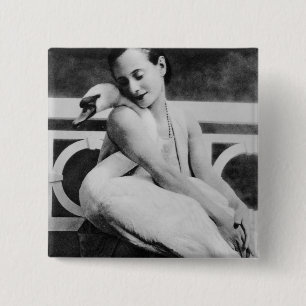 Bóton Quadrado 5.08cm Anna Pavlova com sua cisne Jack do animal de