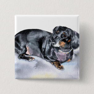 Bóton Quadrado 5.08cm Annie os botões do Dachshund