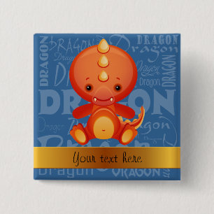Bóton Quadrado 5.08cm Ano de Cartoon Personalizado da Arte do Dragão