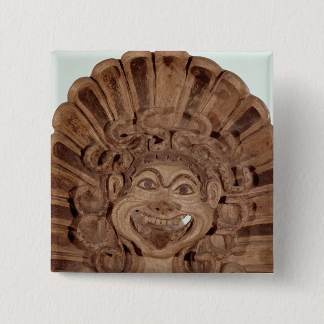 Bóton Quadrado 5.08cm Antefix com a cabeça de um gorgon (Frente)