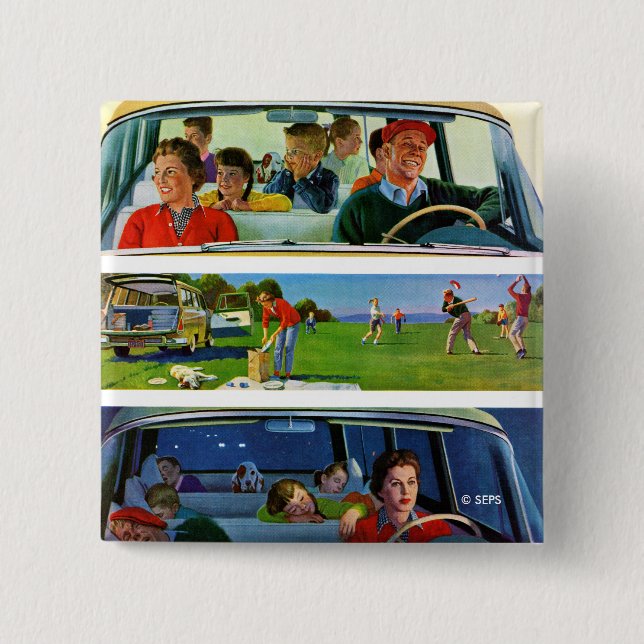 Bóton Quadrado 5.08cm Antes, durante & após do piquenique (Frente)