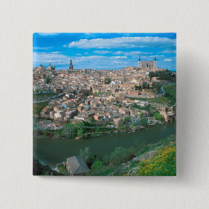 Bóton Quadrado 5.08cm Antiga cidade de Toledo, Espanha.
