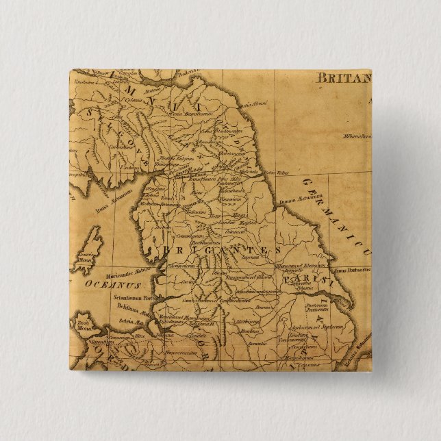 Bóton Quadrado 5.08cm Antiga Grã-Bretanha (Frente)