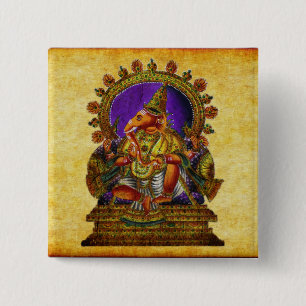 Bóton Quadrado 5.08cm Antiguidade de Ganesha Deva