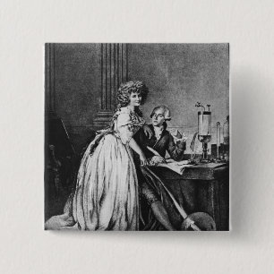 Bóton Quadrado 5.08cm Antoine Laurent Lavoisier e sua esposa