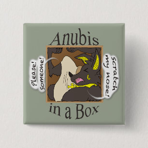 Bóton Quadrado 5.08cm Anubis em uma caixa (olhos fechados)