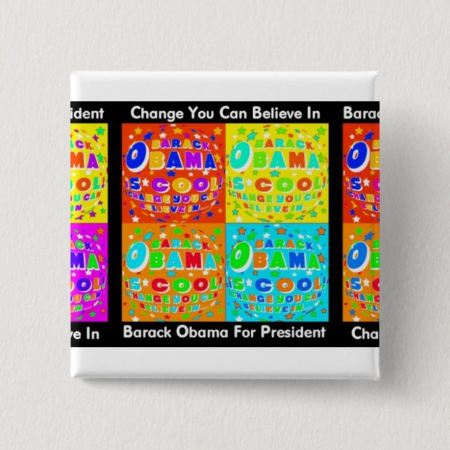 BÓTON QUADRADO 5.08CM APOIO BARACK OBAMA (Frente)