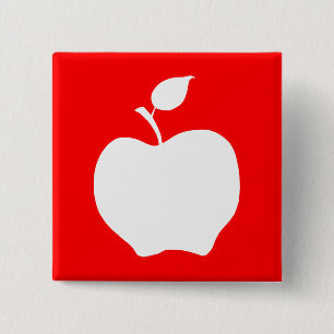 Bóton Quadrado 5.08cm Apple vermelho e branco