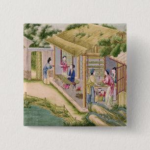 Bóton Quadrado 5.08cm Aprendizagem sobre bichos-da-seda