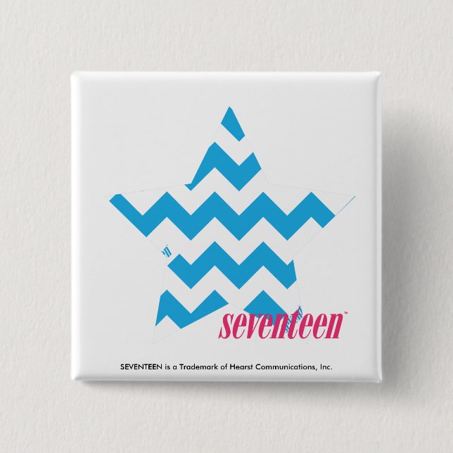 Bóton Quadrado 5.08cm Aqua 2 do ziguezague (Frente)