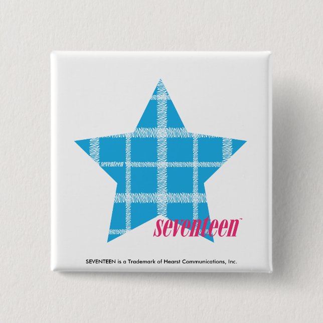 Bóton Quadrado 5.08cm Aqua 3 da xadrez (Frente)