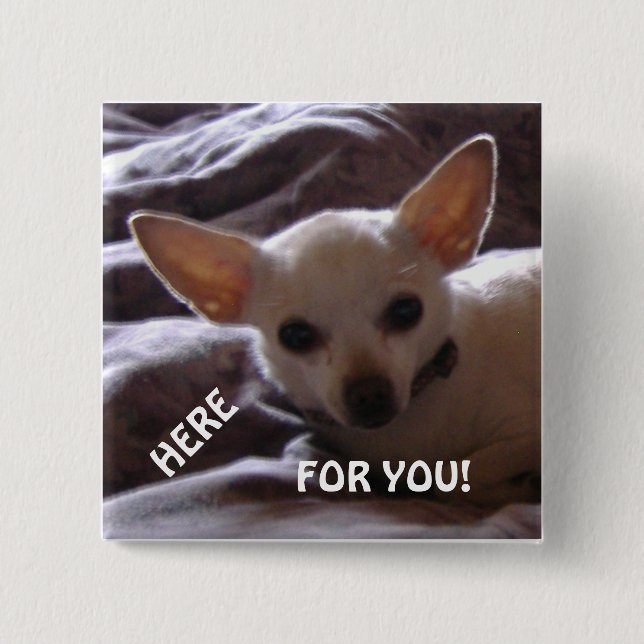 Bóton Quadrado 5.08cm Aqui Para Seu Botão Quadrado (Frente)