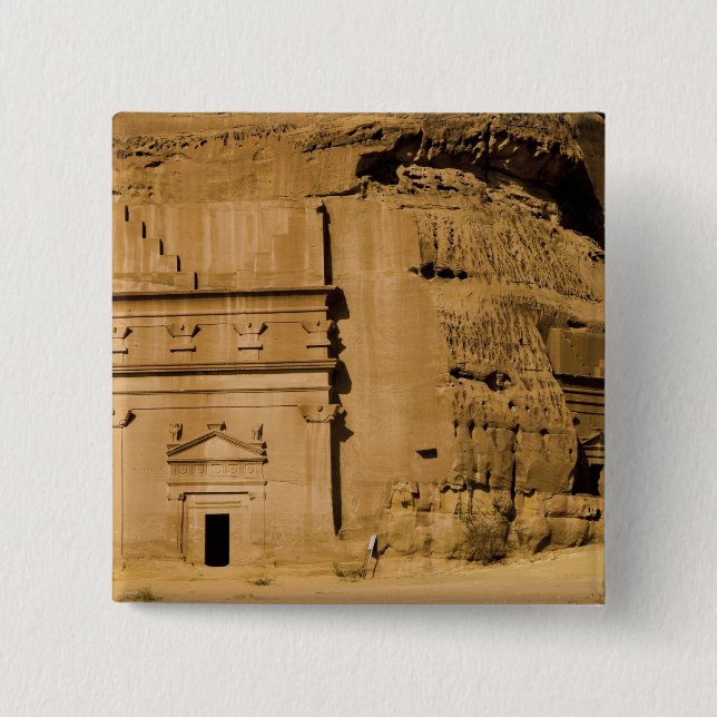 Bóton Quadrado 5.08cm Arábia Saudita, local de Madain Saleh, 3 antigos (Frente)