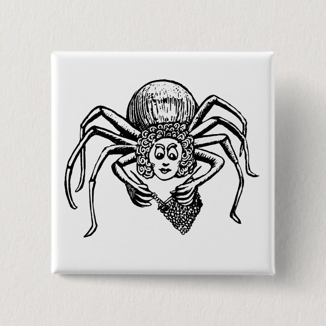 Bóton Quadrado 5.08cm Aranha de confecção de malhas (TESS) (Frente)