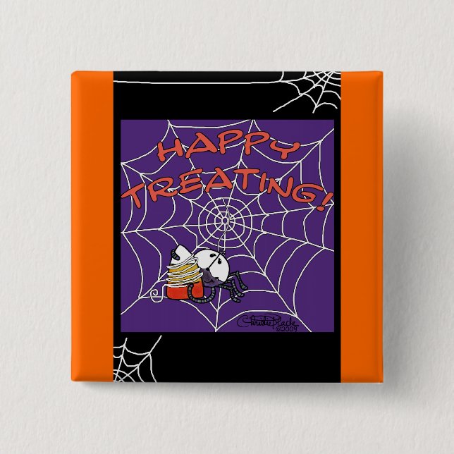 Bóton Quadrado 5.08cm Aranhas Doce Captura (Frente)