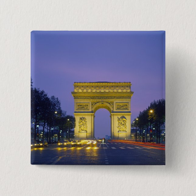 Bóton Quadrado 5.08cm Arco do Triunfo, Paris, França, (Frente)