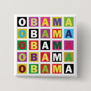 Bóton Quadrado 5.08cm Arco-íris de Obama
