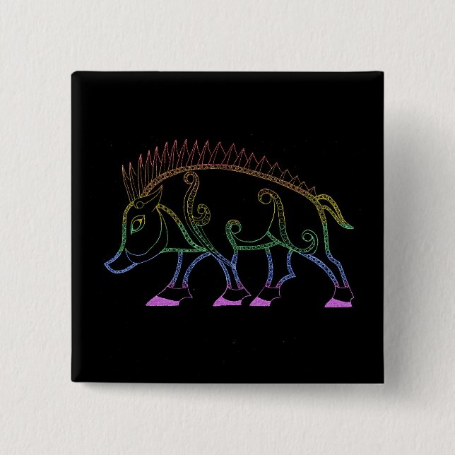 Bóton Quadrado 5.08cm Arco-Íris Escuro (Frente)