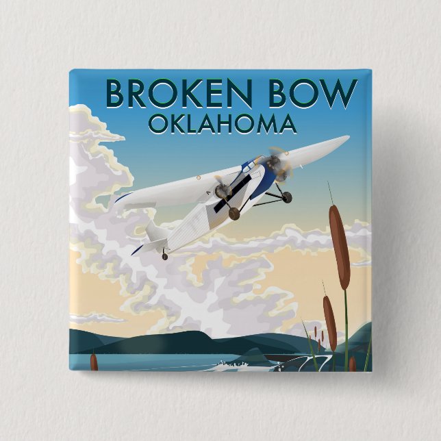 Bóton Quadrado 5.08cm Arco quebrado de Oklahoma (Frente)