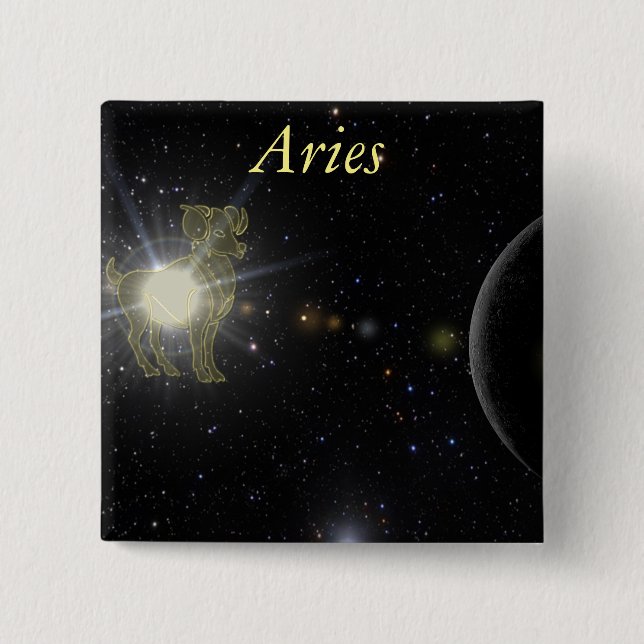 Bóton Quadrado 5.08cm Aries brilhante (Frente)