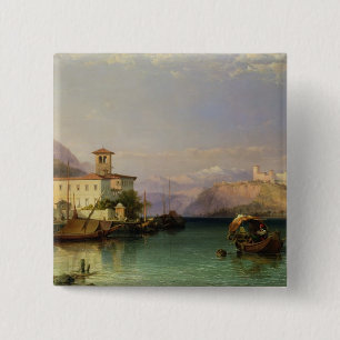 Bóton Quadrado 5.08cm Arona e o castelo de Angera, lago Maggiore, 185